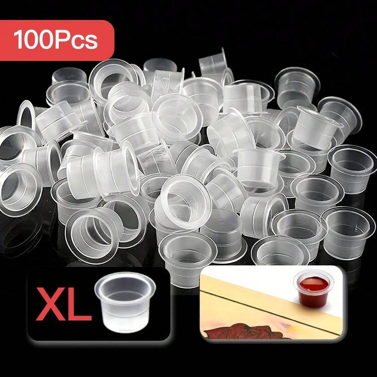 纹身颜料杯、纹身墨水杯、无底颜料杯、一次性颜料杯、纹身墨水杯、纹身染料杯，多种尺寸（S、M、L、XL）可选，无香型，无需电源或电池。小巧便携，纹身护理产品，纹身工作室必备，半永久化妆微涂层纹身配件。 - 無色 - 查看 13