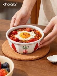 choxila 1个陶瓷甜点碗，坚果碗，零食碗，水果托盘，餐盘，盛菜盘，姜黄花卉图案，沙特风格设计，节日礼物，节日派对用品，适用于家庭聚会、下午茶、酒店、办公室、斋月派对用品 - 甜點碗 - 查看 3