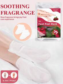 5双装足部去角质面膜，玫瑰足部去角质去角质，去除死皮并滋润护理，不含酒精，富含透明质酸和甘油，缓解干燥皲裂的脚后跟，软化粗糙的足部SPA袜，秋冬季皲裂足部护理，圣诞礼盒装（男女通用）