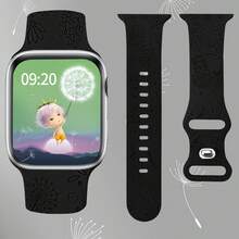 Omen's And Men's I Fashion Dandelion And Cat Laser Carved Monochrome Silicone Watch Bring A 38mm 40mm 41mm 45mm 44mm 42mm 49mm Belt, Soft And Comfortable Breathable Wristband Replacement Strap, With Ultra Series 9/SE/8/7/6/5/4/3/2/1 Bracelet Accessories - Smoke Purple - View 3