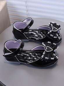 1 Pair Girls' Soft Bottom Non-Slip Fashion Versatile Outdoor Princess New Arrival Butterfly Hook And Loop Sandals, Suitable For Summer