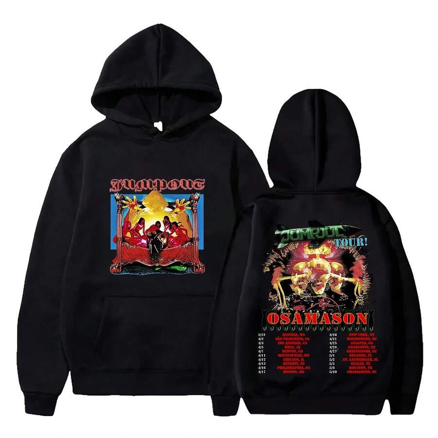 OsamaSon Jump Out Tour 2025 Merch Hoodies Unisex Fashion HipHop Streetwear Long Sleeve Sweatshirts - 黑色 - 查看 1