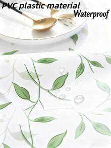 PVC [Plastic Material] Non-Woven Fabric Green Bamboo Leaf Pattern Tablecloth, Thin Style, Waterproof And Oil-Proof, Easy To Clean. Suitable For Decorating Tabletops And Holiday Party Decorations. - Multicolor - View 3
