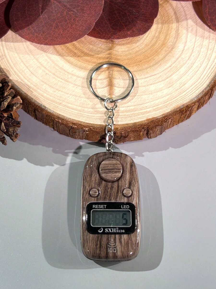 Portable Keychain Electronic Counter, Hundred Reminder With Light, LED Light Wooden Grain Counter, Convenient To Use, Suitable For Prayer Counting, Warehouse Counting, People Counting, Etc. - Multicolor - View 1
