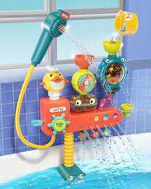 Nilez Bath Toys Kids Bath Shower Sprayer Bathtub Squirts Ages 4 5 6 8 Year Old Fun Interactive 3- In-1 Bath Tub Toy Waterfall Station Set Boy Girl - 1 - Xem 8