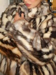 Seelio Autumn/Winter New Women's Fashion Faux Fur Effect Coat Jacket, European And American Style - Multicolor - View 6