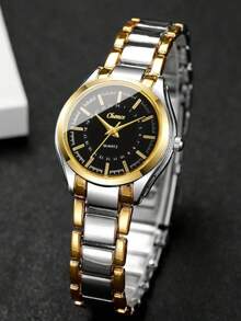 两枚女士奢华腕表，圆形表盘，双色不锈钢表带。时尚设计，适合日常通勤、约会及其他场合。是送给女友、家人和朋友的贴心礼物，适合母亲节、生日、圣诞节及日常佩戴，尽显品质与优雅。不含包装盒。