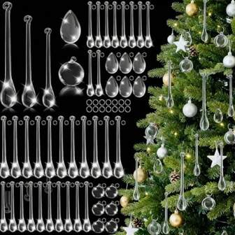 30pcs Christmas Tree Decoration Crystal Ornaments - Hanging Acrylic Christmas Snowflake Icicle Water Drop Crystal Ornaments Are Suitable For Christmas Tree, Winter New Year Party Decorations, Wedding Lighting Accessories, Pendant Decorations
