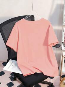 Cute Cartoon Capybara Print, Adorable Bow Anime Print, Girls Casual Short Sleeve T-Shirt, Suitable For Summer Wear - Pink - View 2