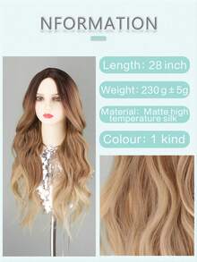 28 Inch Long Wavy Ombre Golden Synthetic Wig, Heat Resistant Fiber Wig Suitable For Women - Elegant Style, Natural Look, Fits All Light Blonde Tones - Multicolor - View 9