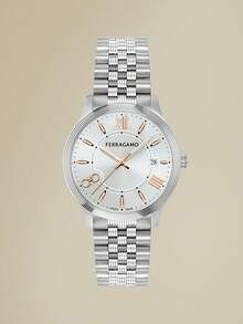 Salvatore Ferragamo Swiss Duo Stainless Steel Bracelet Watch For Women Men Unisex Watch Casual Dress Watches Gift For Women Men 40mm - Silver - View 1