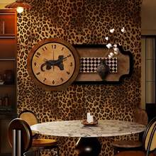 1 Roll Leopard Print Self-Adhesive Wallpaper, PVC Material, Suitable For Bedroom, Living Room, Bathroom, Backsplash, Home Decor, Kitchen Countertop, Tabletop, Furniture Renewal, DIY Peel And Stick Wallpaper, Size: 17.7" X 39.3" / 118.1" / 196.8" - Brown - View 5