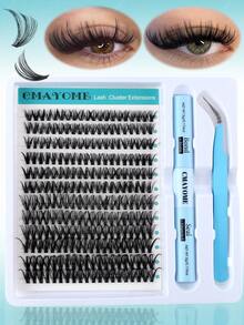 240PCS Cluster False Eyelashes Individual Eyelash Extensions, D Curl, 10-16mm DIY Eyelash Extension Set, 10D+20D+30D Waterproof False Eyelashes, Natural Lengthening & Super Voluminous & Flowy & Ultra Soft & Lightweight Reusable Segment Lashes, With Eyelash Glue And Tweezers, Skin-Friendly, Enlarges Eyes - White - View 4