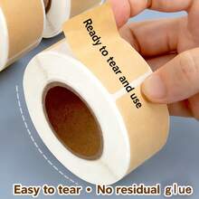 1061pcs Kraft Paper Labels With 1 Pen, Sealing Stickers, 2 Rolls Of Different Sizes, Self-Adhesive Sticker Rolls, Writable For Packaging Labeling And Organization - Multicolor - View 4