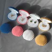 1pc Jewelry Box, Pearl Storage Box, Flocked Shell Jewelry Box For Pendant, Earrings, Necklace, Gift Box - Multicolor - View 4