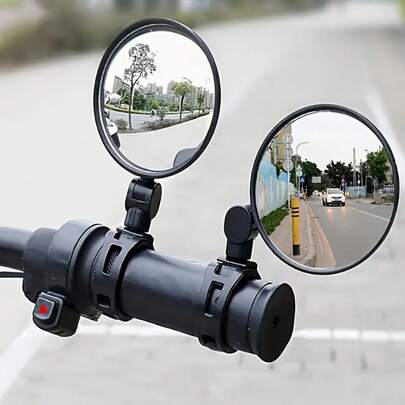 Adjustable Rotating Bike Mirrors - Enhance Road Safety And Visibility, Bicycle Side View Mirror, Helmet Mirror For Cycling, Durable Construction Outdoor Enthusiasts, Round Shape