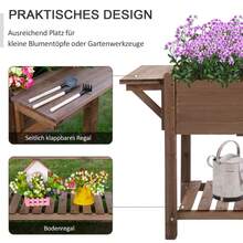 Outsunny Tall Planter 123x54x74cm With 8 Compartments And Folding Shelf Made Of Solid Wood In Brown For Garden And Patio - 1 - View 6