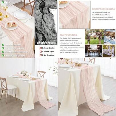 Light Pink Cheesecloth Table Runner Pink Table Runners 10 Ft Here Comes The Son Baby Shower Decor Table Runner For Bridal Baby Shower Wedding Decor
