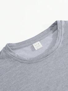 男士夏季浅灰色休闲宽松T恤+工装短裤两件套，男士运动休闲风，适合海滩、度假、旅行，舒适百搭 - 灰色 - 查看 5