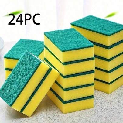 24片/12片/10片/6片/1片装厨房清洁海绵，耐刮擦洗碗海绵，适用于酒店/餐厅/商业用途，厨房清洁海绵，洗碗布，清洁抹布，耐刮擦洗碗海绵，厨房清洁海绵