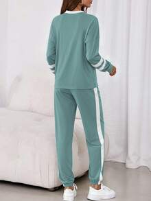 PRETTYGARDEN Women Fall 2 Piece Lounge Outfit Long Sleeve Tops High Waisted Jogger Pants Set Spring Travel Clothes Tracksuit New Years Valentine Vacation Outfit For Women - 果綠 - 查看 2