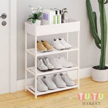 Estante De Almacenamiento Para El Suelo De La Cocina, Carrito Organizador, Estante De Almacenamiento Multicapa Para Sala De Estar, Dormitorio, Estante Con Ruedas, Coche Para Aperitivos, Multifuncional De 4 Capas, El Estante Superior Se Puede Utilizar Para Guardar Objetos, Mientras Que Los Tres Estantes Inferiores Se Pueden Utilizar Para Guardar Zapatos, Carrito De Almacenamiento Multiusos Para La Cocina Con Ruedas, Organizador De Especias, Utensilios Y Alimentos, CamióN De Aperitivos, Estante, Estante De La Sala De Estar Y La Cocina, Estante MóVil, Carrito (Blanco, Negro) - Blanco - Ver 1