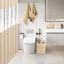 YESagoodShop Bathroom Set Black Trash Can  9 Piece Decor Toothbrush Holder Cup Lotion Dispenser Tray Soap Dish Toilet Brush Qtip 1763699629789 - 浴室套裝+浴簾+毛巾套裝 - 查看 7