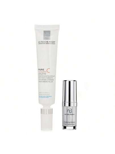  La Roche Posay La Roche Posay Pure Vitamin C Light Anti-Wrinkle Firming Moisturising Filler 30ml X Natural Beauty Hydrating Radiant Eye Concentrate (Exp Date: 02/2026) 15ml 2pcs