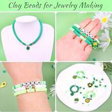 3522件套首饰制作套装，绿色粘土珠+黑色字母珠，S' Craft创意礼盒装，手链耳环DIY配件套装，四色组合 - 彩色 - 查看 4