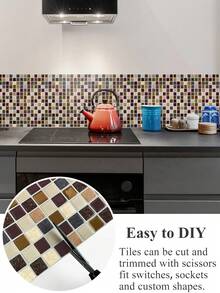 WoStick 10 Inch X 10 Inch Waterproof Textured Vinyl DIY Wallpaper, Self-Adhesive Backsplash Tile, Peel And Stick Mosaic Tile, For Home Decor - Rose Gold - View 8