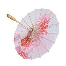 1PCS Art Umbrella Chinese Umbrella Classic Style Decorative Umbrella Oil Paper Painted Parasol Umbrella - Đỏ - Xem 4