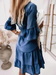 Women's Casual, Loose-Fitting Wide-Leg Jeans, Y2K Street Style, Suitable For All Seasons, Perfect For Everyday Outings, Back-To-School Season, Parties, Country Music Concerts, Etc. Also A Favorite Among Female Teachers For Casual Outings. Perfect For Women's Party Dresses And Vacation Wear. - 藍色 - 查看 3