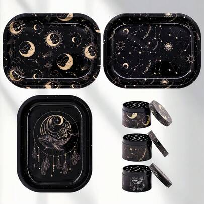 This Two Pieces Set Includes A Rolling Tray And A 50mm Grinder. This Versatile Grinder, Zinc Alloy Grinder, Four-Layer Grinder, And Metal Rolling Tray Household Tool Makes A Great Christmas/Birthday Gift Or Party Favor.