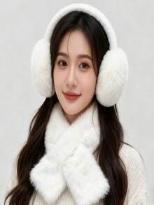 Cute Earmuffs For Women, Korean Style Plush Earmuffs, Adjustable Warm Ear Covers For Winter, Stylish Solid Color, Versatile For Riding Winter Accessories - Earmuffs - View 11
