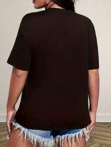 Stay Humble Women's Plus Size T-Shirts Crew Neck Novelty Shirts Casual Short Sleeve Tops Suitable For Yoga, Sports And Daily Wear, Machine Washable, Suitable For Gift Giving - màu đen - Xem 2