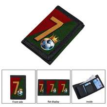 Multifunctional Tri-Fold Wallet, Fabric Wallet, Can Hold Credit Cards, ID And Cash, Cute & Fashionable, With Coin Pouch And ID Window, Football Print, Suitable For Men, Girl And Kids - Wallet Football - View 5