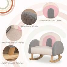 HOMCOM Rocking Chair For Toddlers, Cute Design, Faux Leather, Eucalyptus Wood, 50 X 45 X 44cm, Grey+Pink+Cream On Site - 1 - View 4