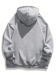Sudadera con Capucha de Talla Grande para Hombre - Estilo Boston, Ajuste Holgado con Letras Rojas 'Boston' y Logotipo Impreso,  Casual Tipo Pullover Con Cremallera Para Fanáticos De Nueva Inglaterra (), PLUS SIZE - Gris - Ver 2