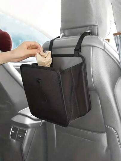 Folding Hanging Car Trash Bin & Storage Organizer, Car Trash Can, Picnic Trash Container, Leak-Proof, Large Capacity, Multi-Functional Car Storage Device, Suitable For Travel And Snack Storage, For Home And Office/Camping/Car Use - Compatible With All Car Model