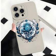 2026 nueva funda de teléfono mate, funda de teléfono diseño floral de rosa azul para  17 15 Pro Max  17 14 Pro  17 13  Galaxy S23 S22 S21 funda de protección para teléfono regalo de pareja para novio novia día de San Valentín regalo de cumpleaños - Azul Klein - Ver 4