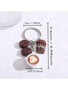 1pc Cute Teddy Bear Coffee Charm Keychain - Brown (Coffee Bean Color), With Metal Ring Closure - Birthday, Coffee Lover Gift, Party Favor, Bag & Notebook Decor - Women's Fashion Accessory, Fun Design, Durable Metal Ring, Ideal For Women And Men, Birthday, Christmas, Thanksgiving And Winter Gift, Coffee Shop Accessory