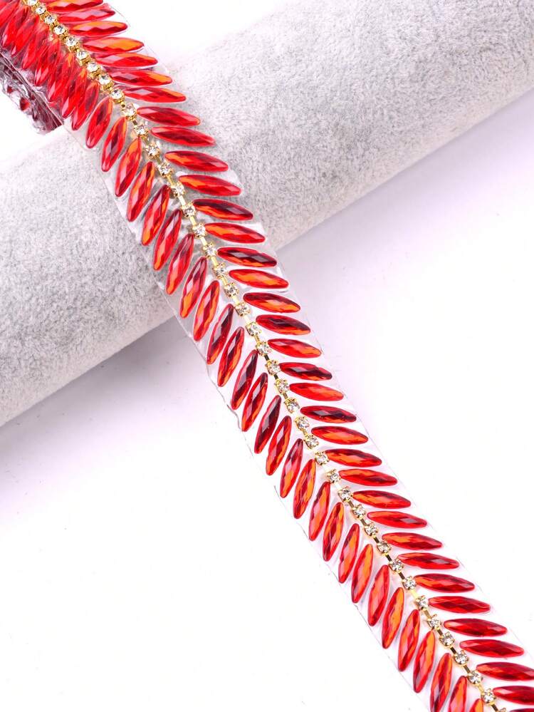 1条小麦色树脂水晶水钻热熔胶装饰链带，适用于DIY婚纱、服装、包包、帽子、家居工艺品配件 - 彩色 - 查看 10