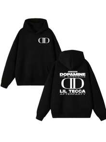 Rapper Lil Tecca Dopamine Logo Album 2025 Sweatshirts Autumn Winter Long Sleeve Men Women Fleece Hoodies Loose Pullovers Unisex - 黑色 - 查看 1