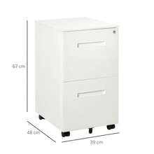 Vinsetto Filing Cabinet With Wheels, 2 Drawers, Lockable, Wheels, A4, Steel - 1 - View 4
