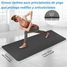 Tapete de Yoga Antideslizante y Cómodos, Yoga Mat para Ejercicio de Buena Calidad y Ecológicos, Tapete Yoga Antiderrapante de Suavecito y Grueso, Deporte Colchoneta Fitness Alfombrilla para Yoga de Grosor - Negro - Ver 9