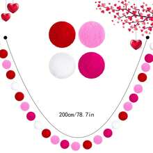 3 piezas Guirnalda de bolas de colores para el Día de San Valentín, corona de bolas de fieltro rojo, decoración de tela romántica para la habitación, decoración festiva para crear ambiente del Día de San Valentín