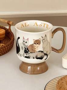 Cat Themed Mug, Cute Girlfriend Theme Couple Mugs, New Cat Ceramic Couple Cups, Gift For Her, Promotional Gift - Multicolor - View 7