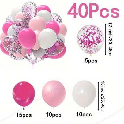 40 Parça Pembe ve Beyaz Balon Seti - Mat, Füme ve Konfeti Lateks Balonlar Düğünler, Gelin Partileri, Nişanlar, Yıldönümleri, Sevgililer Günü, Doğum Günleri, Mezuniyetler İçin