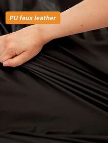 1 块矩形弹性桌布，防水防油桌布，采用黑色弹性 PU 皮革制成，耐用且易于清洁，适用于餐桌、餐饮、派对和户外花园 - 黑色 - 查看 9