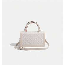 Fashionable High-End Pu Tote Bag With Versatile Square Shape And Cute Cherry Print, Perfect For Shopping, Dating Or Cross-Body For Girls Send Scarf., Best Mother's Day And Valentine's Day Gifts - trắng - Xem 3